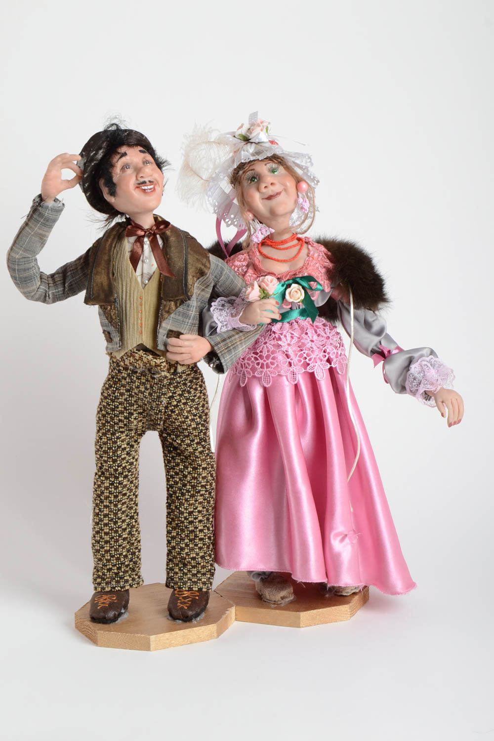 Авторские куклы интерьерные статуэтки Пара из ткани и пластика ручной работы фото 2