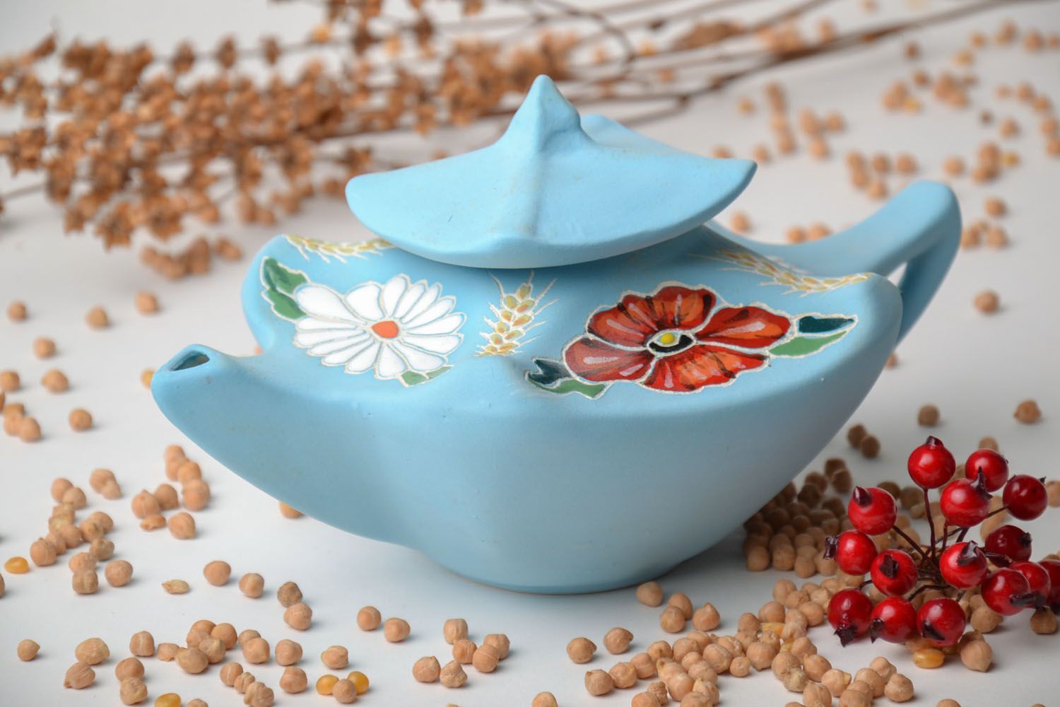 Homemade ceramic teapot Beautiful photo 1