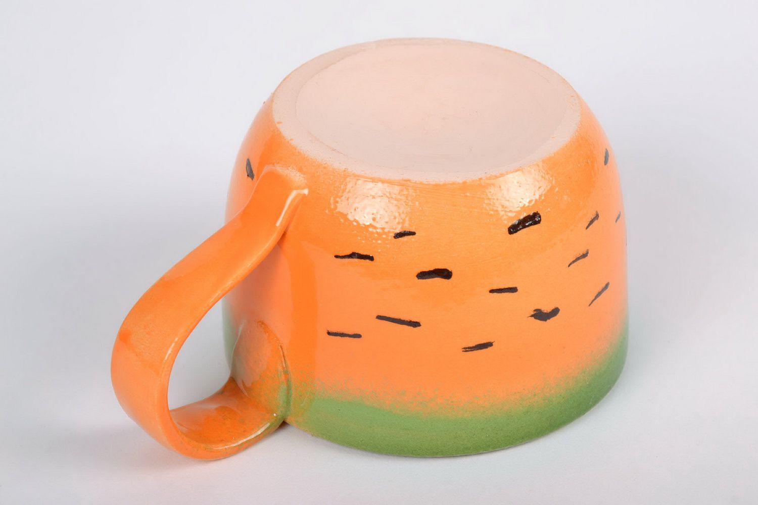 Art decorative glazed cup in carrot pattern with handle photo 2