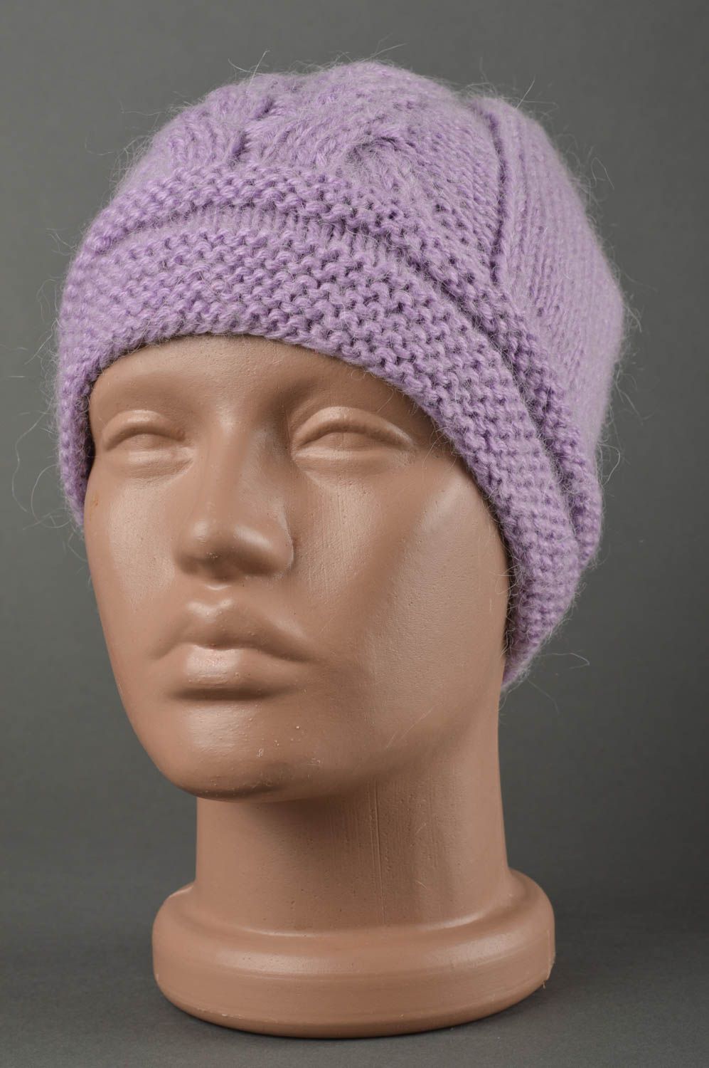 Bonnet au crochet fait main Chapeau tricot chaud d'hiver violet Vêtement enfant photo 1