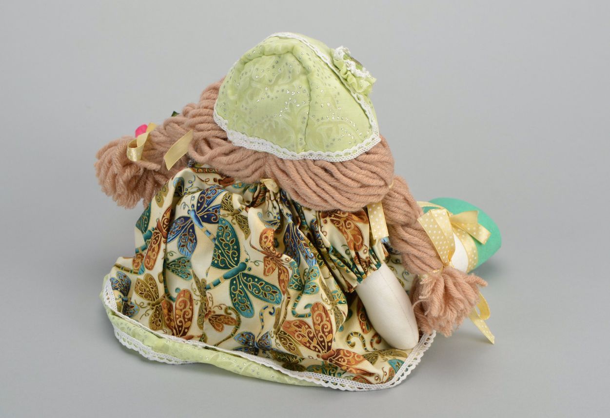 Textile doll Green hat photo 4