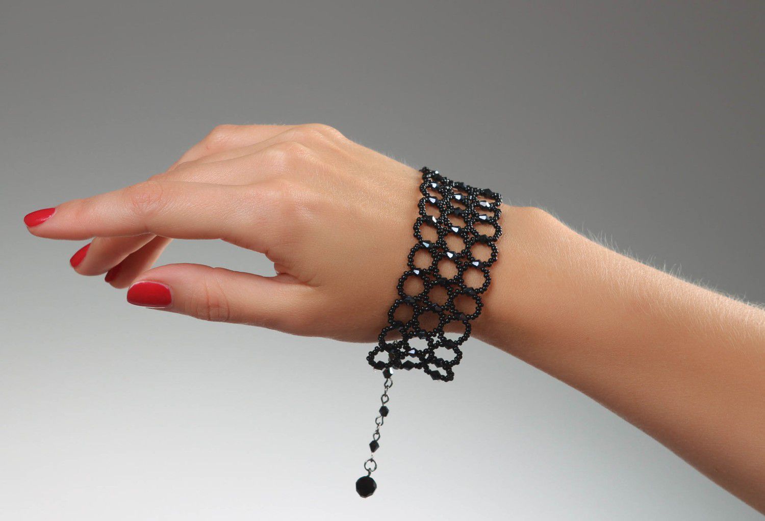 Bracelet en perles de rocaille tchèques noir photo 5