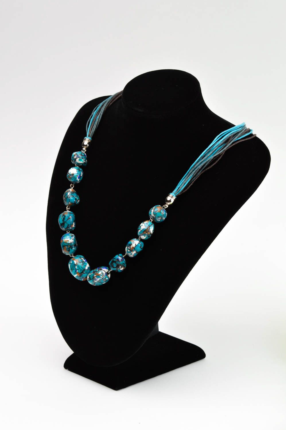 Handmade elite necklace ceramic stylish accessory beautiful necklace gift photo 1
