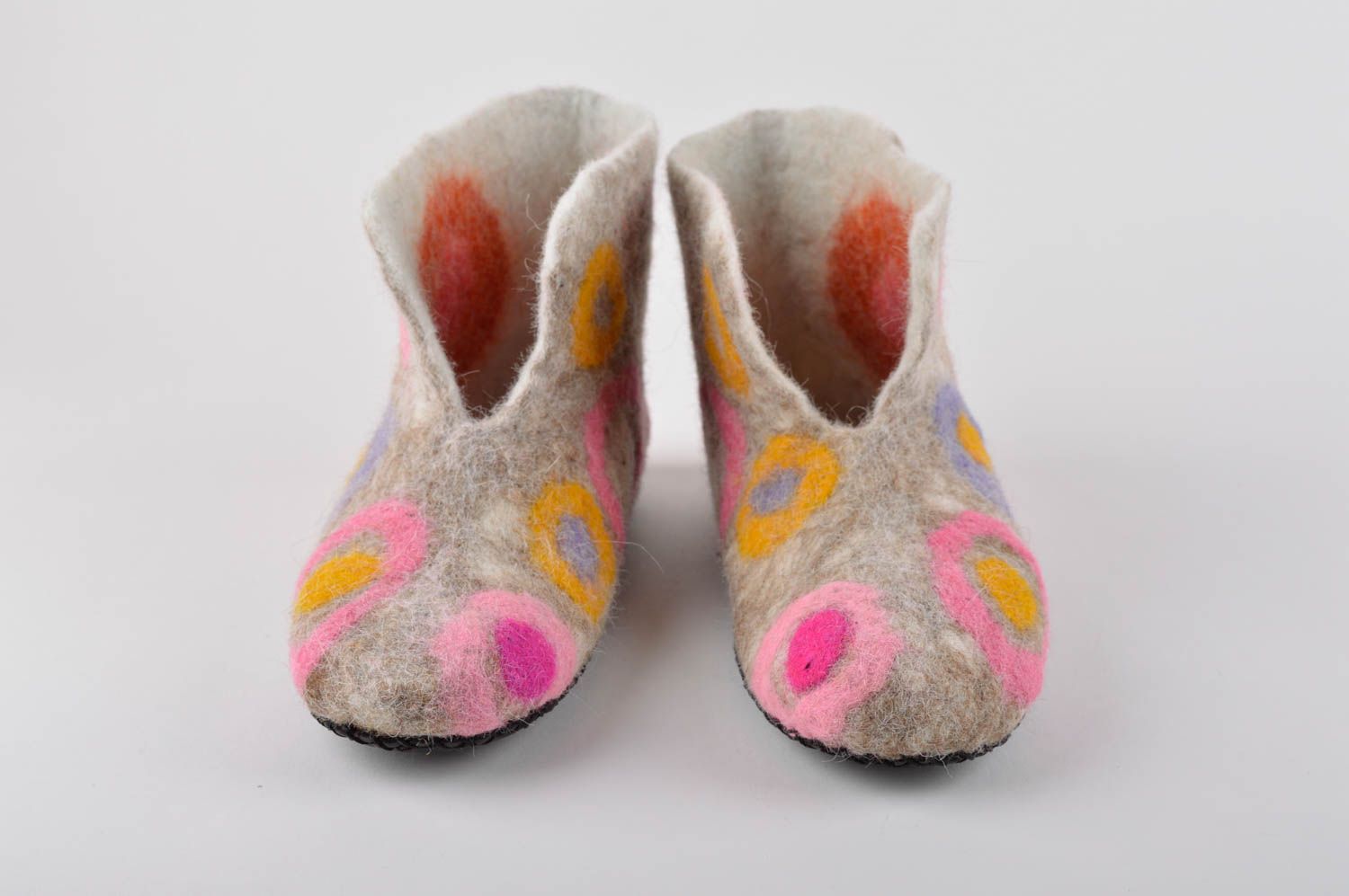 Handmade gefilzte Pantoffeln Geschenk für Frau schöne Hausschuhe farbenfreudig foto 4