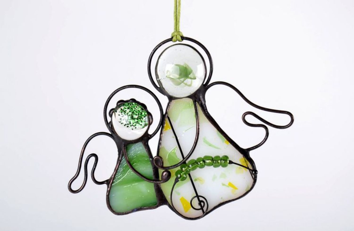 Interior pendant Angels made of green glass photo 3