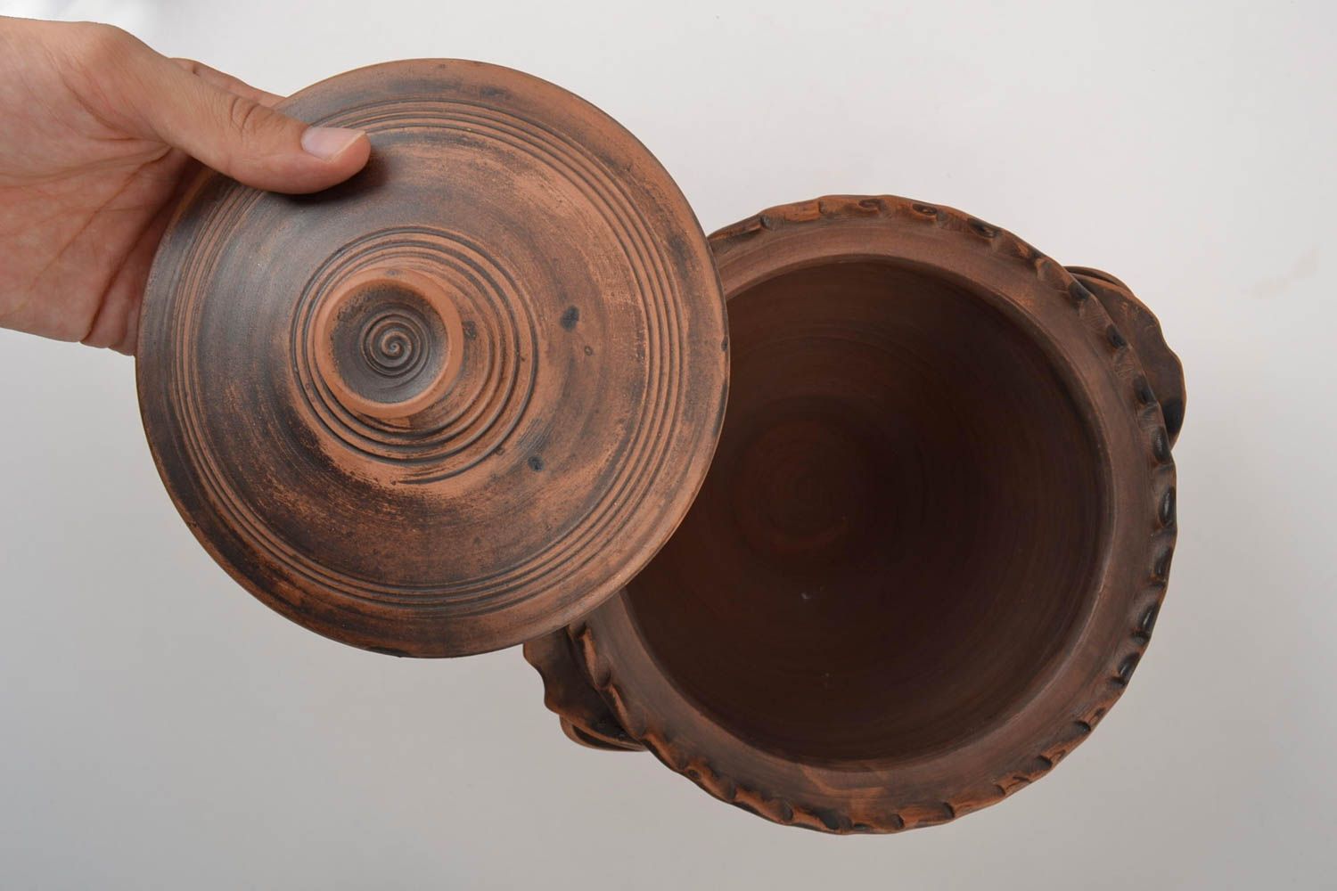 Topf aus Ton handgefertigt Deko für Küche originell Keramik Geschirr interessant foto 2
