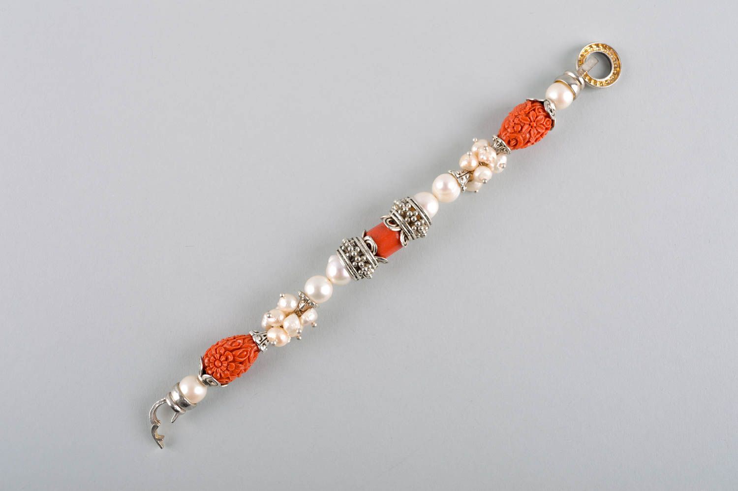 Handmade beaded jewelry set unusual dangling earrings designer wrist bracelet photo 4