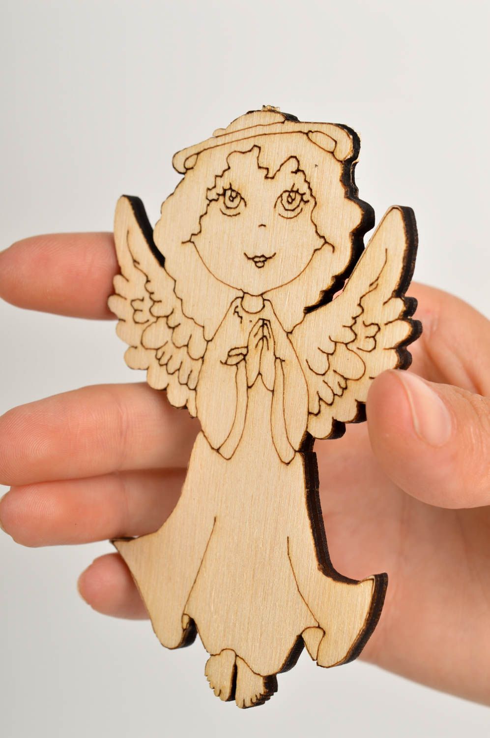 Handmade Figur aus Holz Holzartikel zum Bemalen ausgefallenes Geschenk Engel foto 2