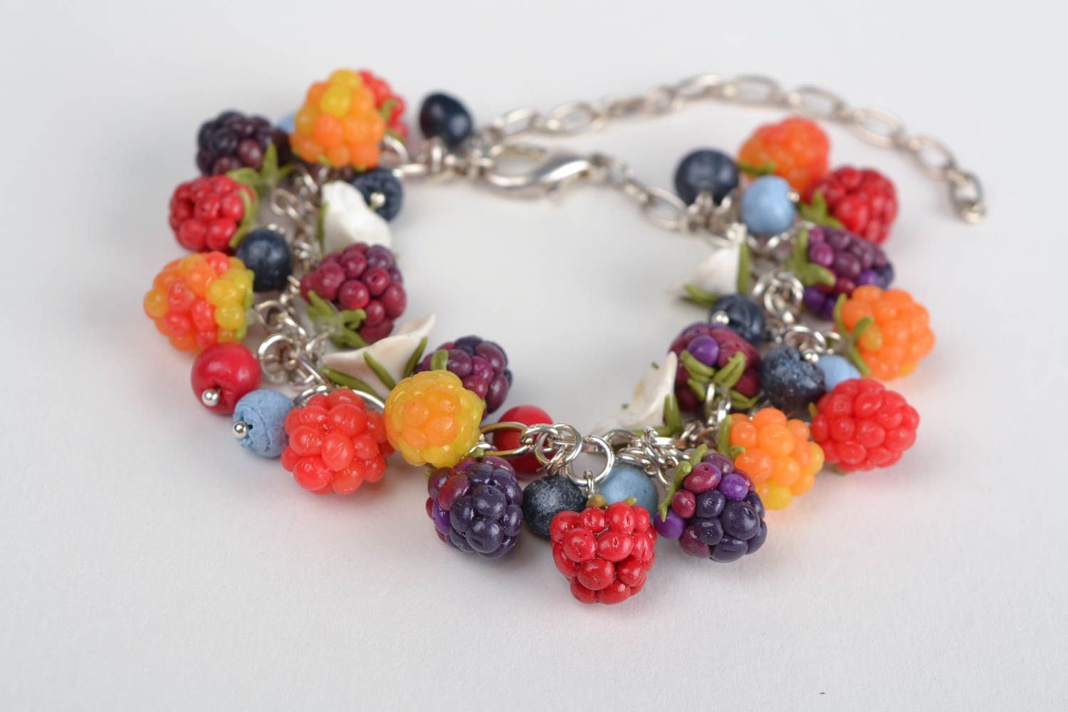 Beautiful stylish handmade polymer clay berry earrings and bracelet jewelry set photo 5