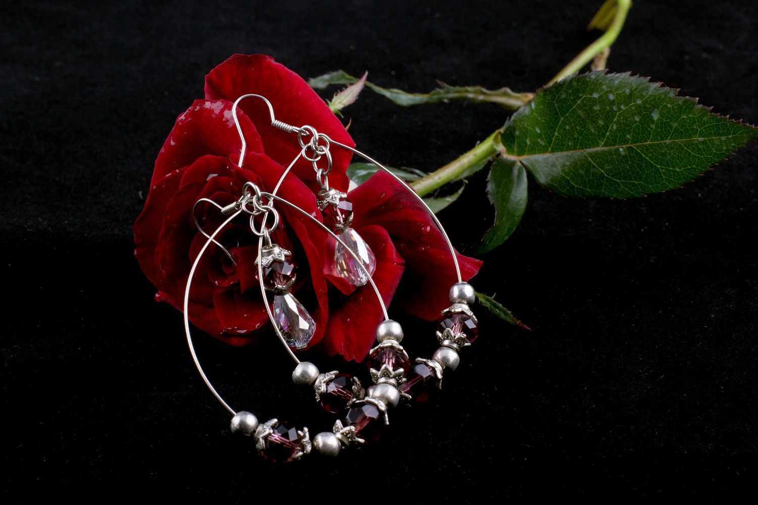 Designer earrings jewelry with beads handmade bijouterie perfect present photo 1