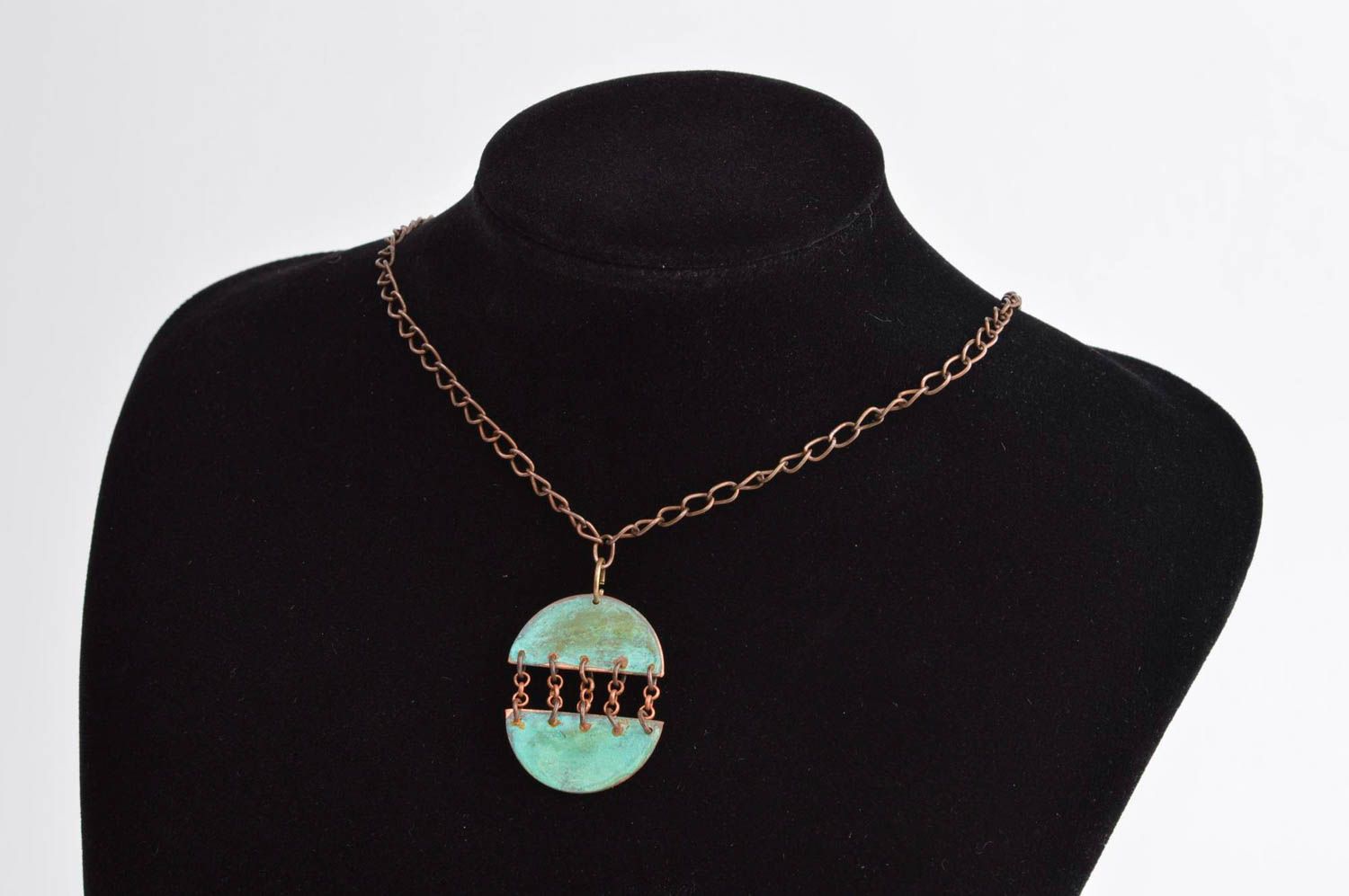 Copper pendant handmade pendant accessories for women pendant of two parts  photo 1