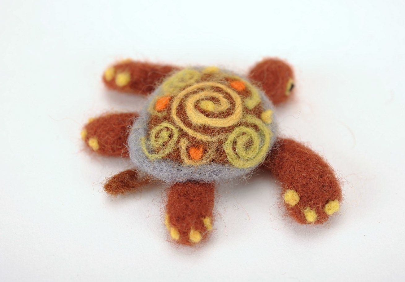 Brooch made using felting technique Big turtle photo 2