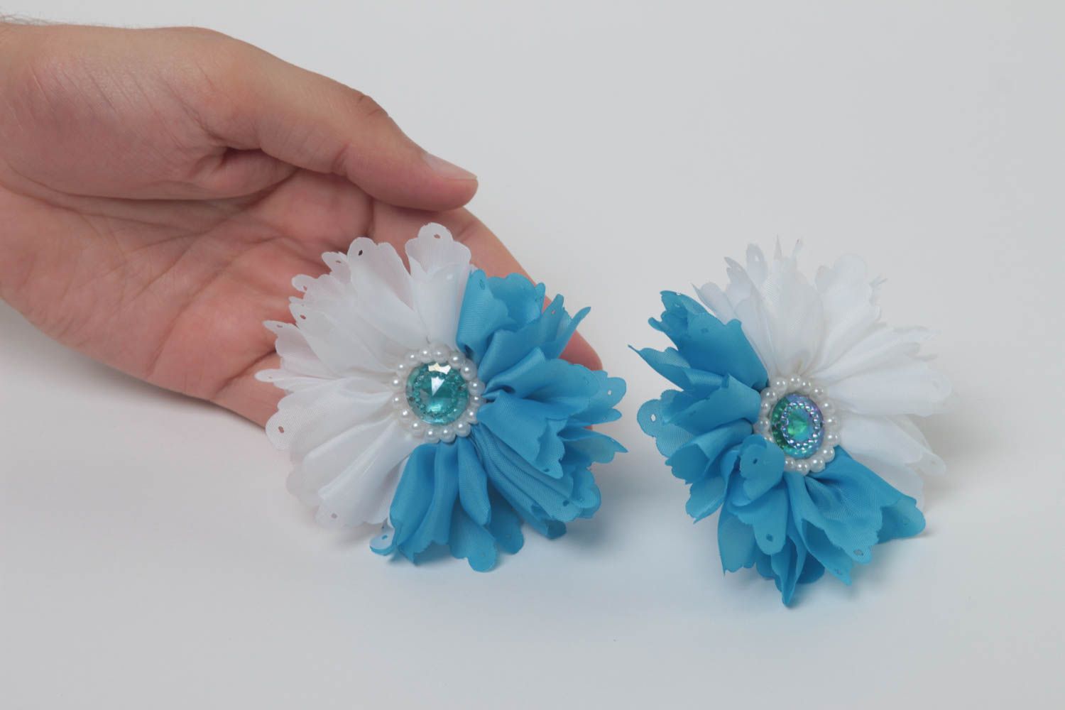 Set of 2 hair scrunchies flower hair ties handmade hair accessories kids gifts photo 5