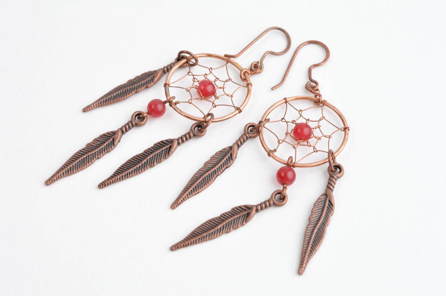 Copper earrings dreamcatcher earrings metal earrings stylish fashion bijouterie photo 3