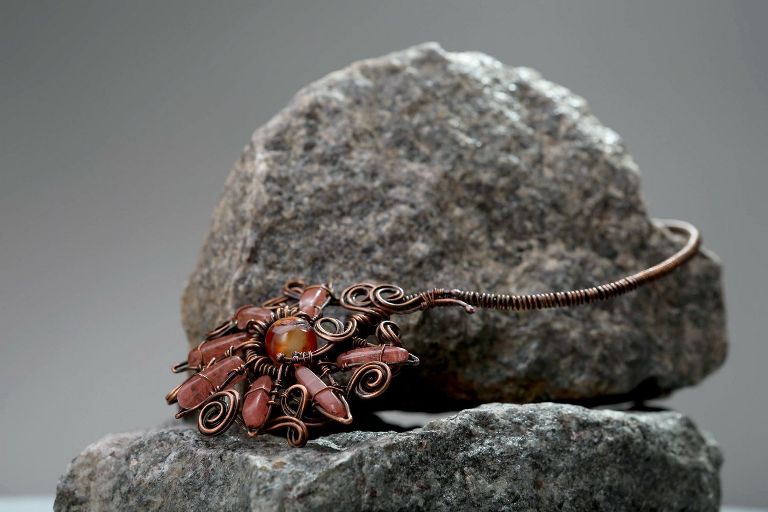 Necklace made of quartz and carnelian Svarog sun photo 5
