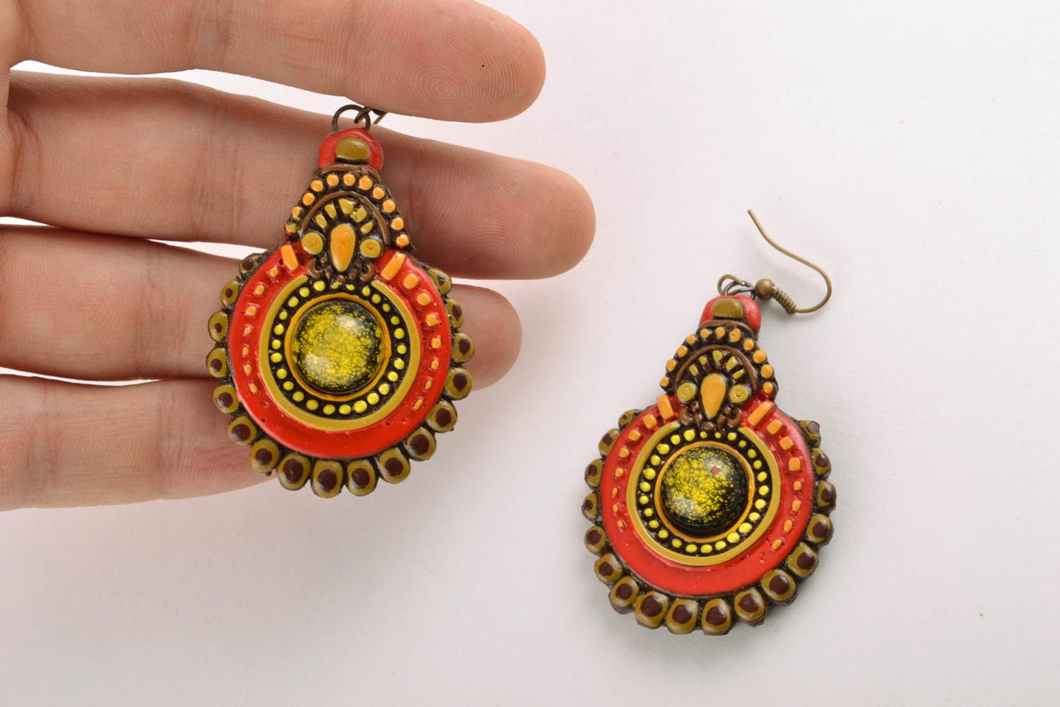 Polymer clay earrings The Aztecs  photo 2