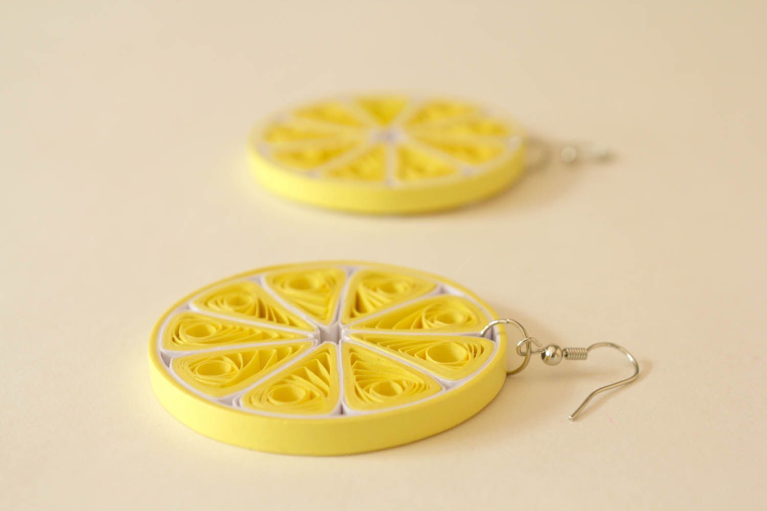 Round handmade earrings Lemons photo 3