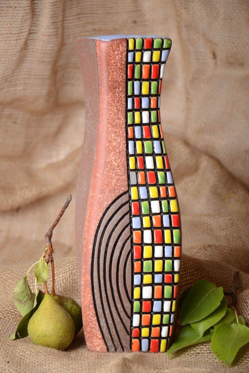 Jarrón decorativo hecho a mano de barro florero de cerámica regalo para mujer foto 1