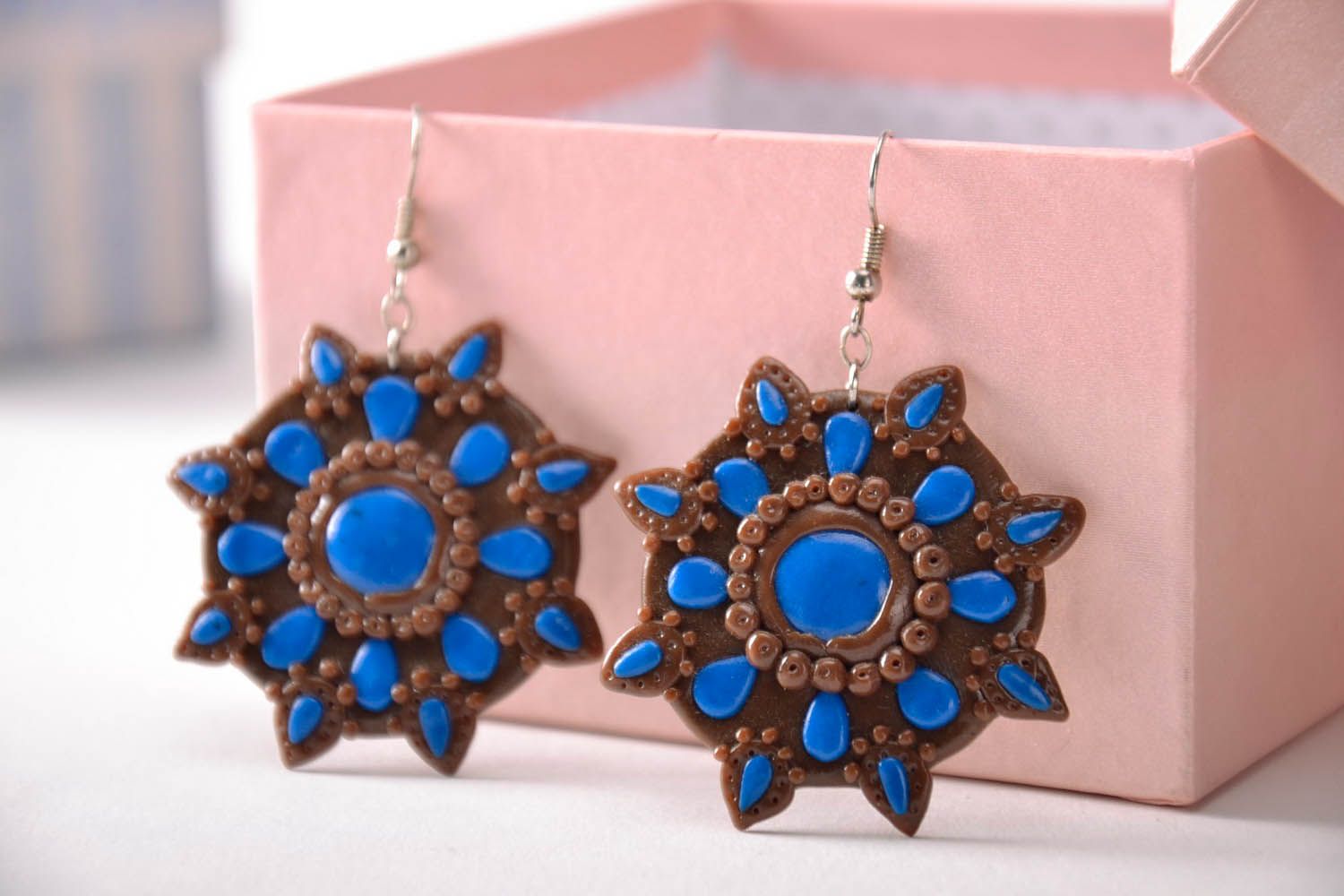 Earrings made of metal and polymer clay photo 3