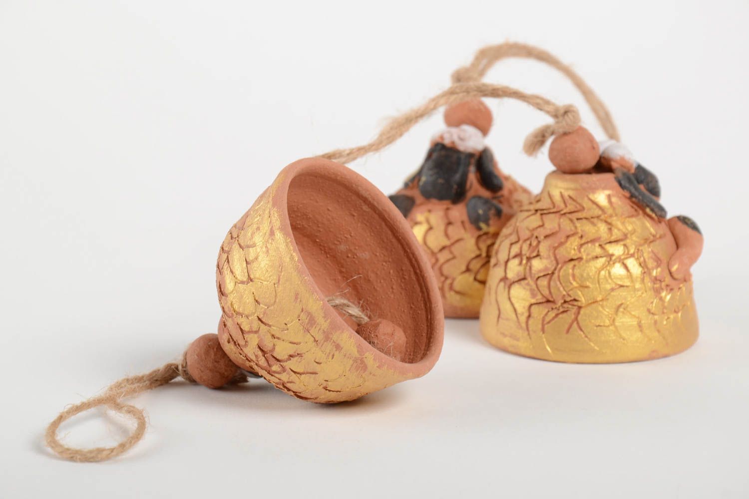 Campanelle decorative fatte a mano in ceramica souvenir in terracotta originale foto 3
