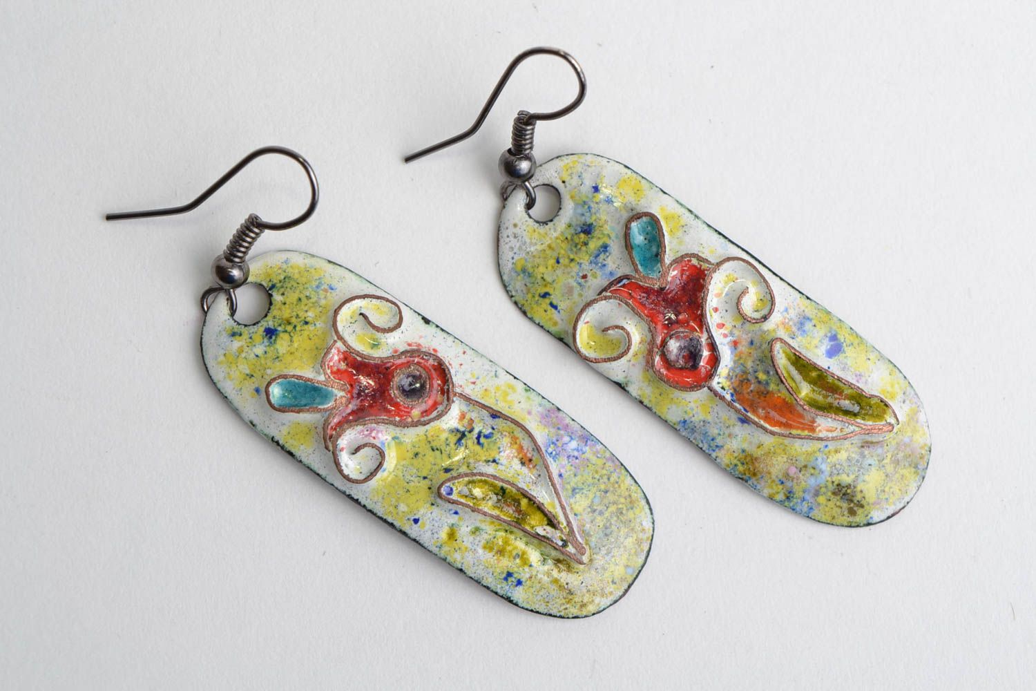 Lange Ohrringe aus Kupfer handmade quaderförmig Glockenblume schön für Damen foto 1