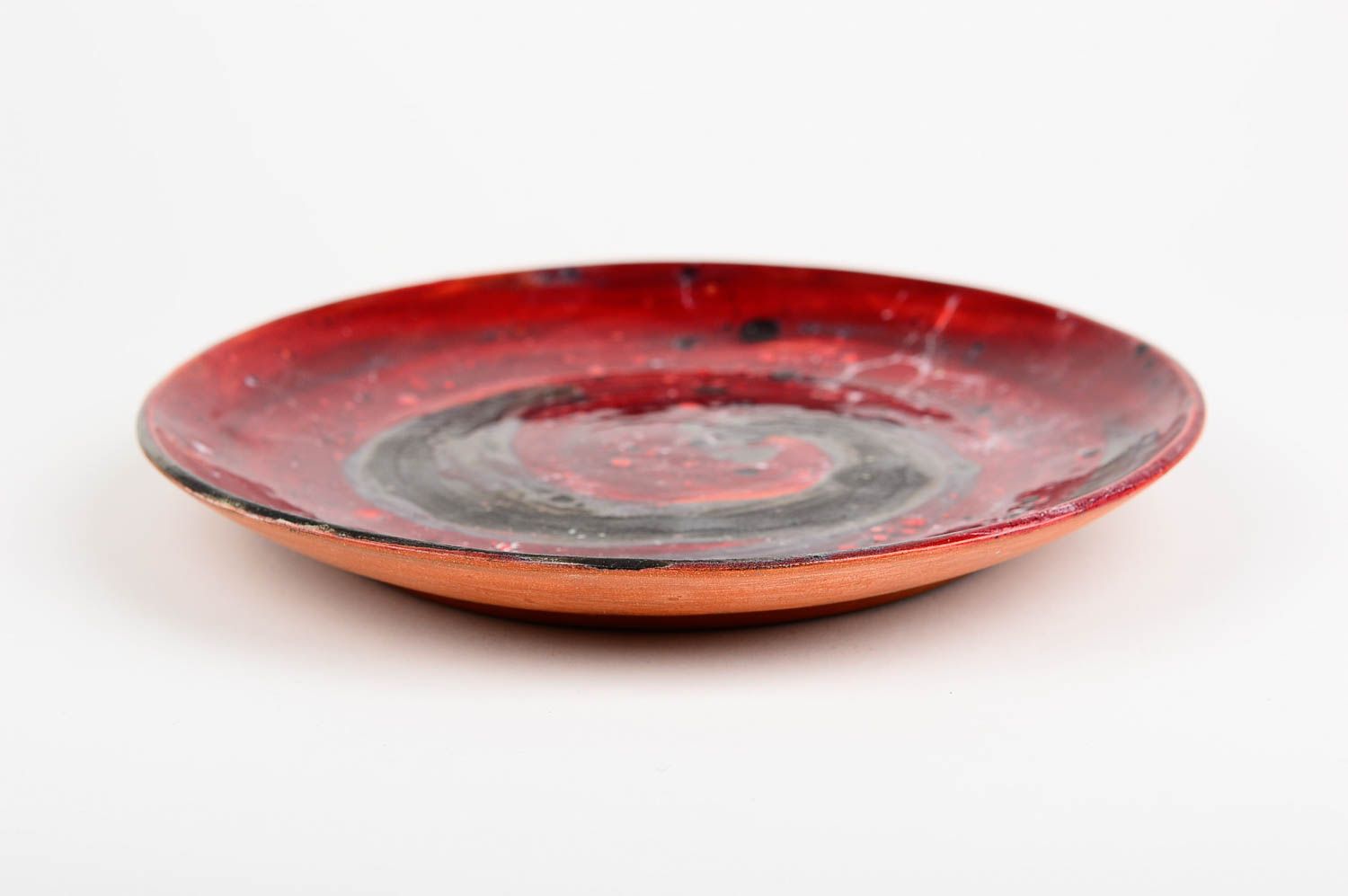 Декор на стену handmade керамическая тарелка красная с глазурью декор для кухни фото 3