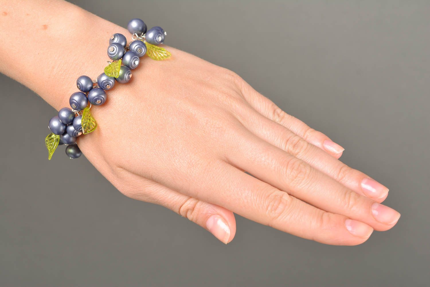 Beautiful bracelet made of polymer clay Berries designer accessory for every day photo 3