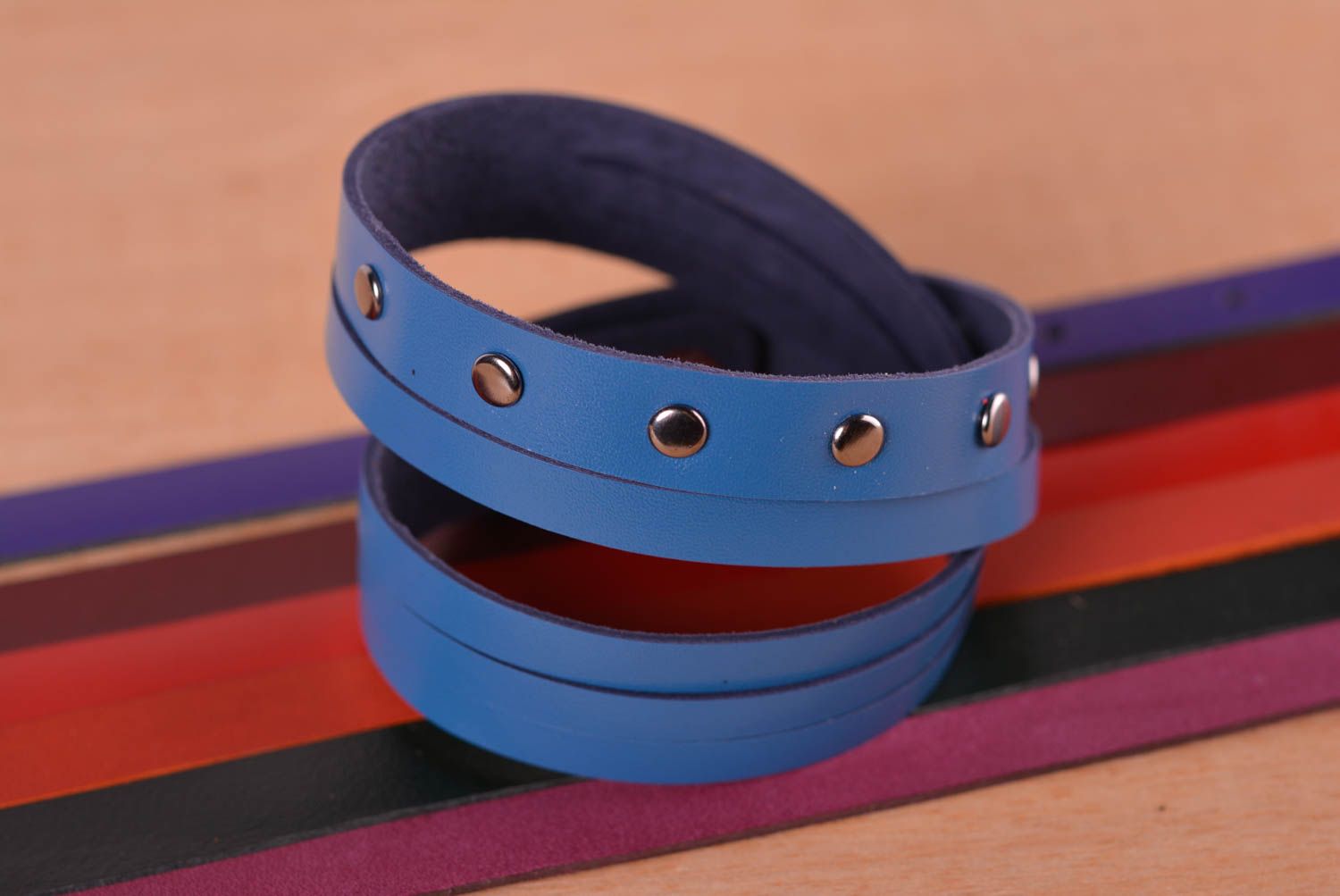 Handmade blue wrist bracelet elegant stylish bracelet unusual jewelry photo 1