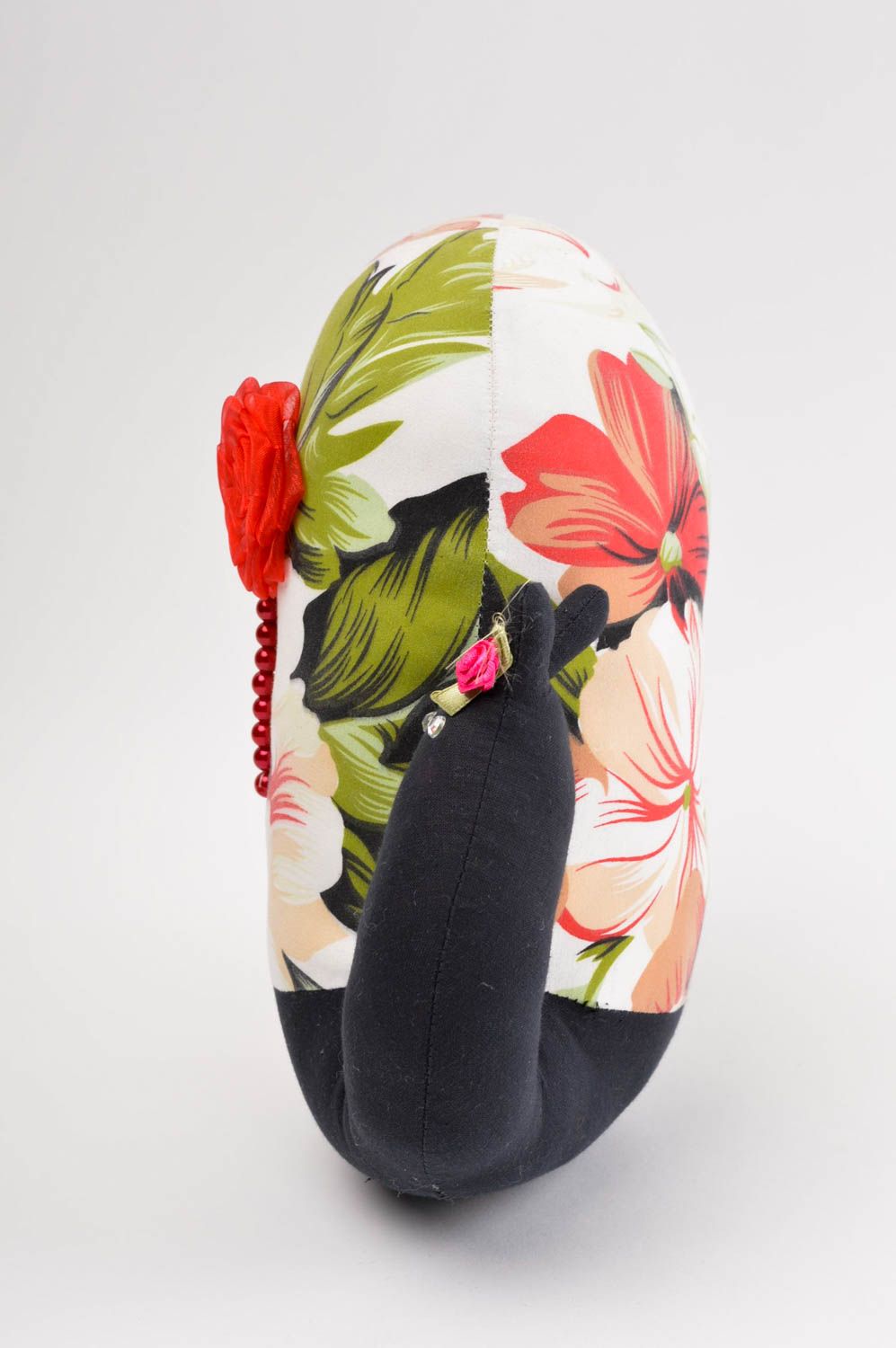 Peluche escargot faite main Jouet enfant Cadeau original coton motif floral photo 3