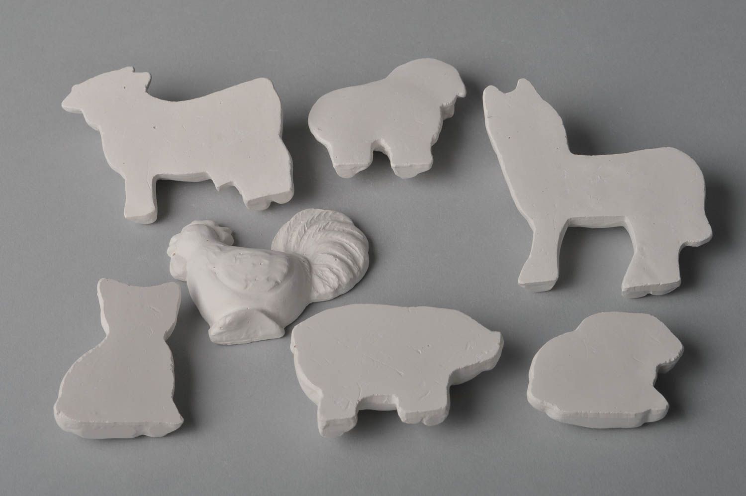 Beautiful handmade plaster blank figurine DIY crafts 7 pieces miniature animals photo 3