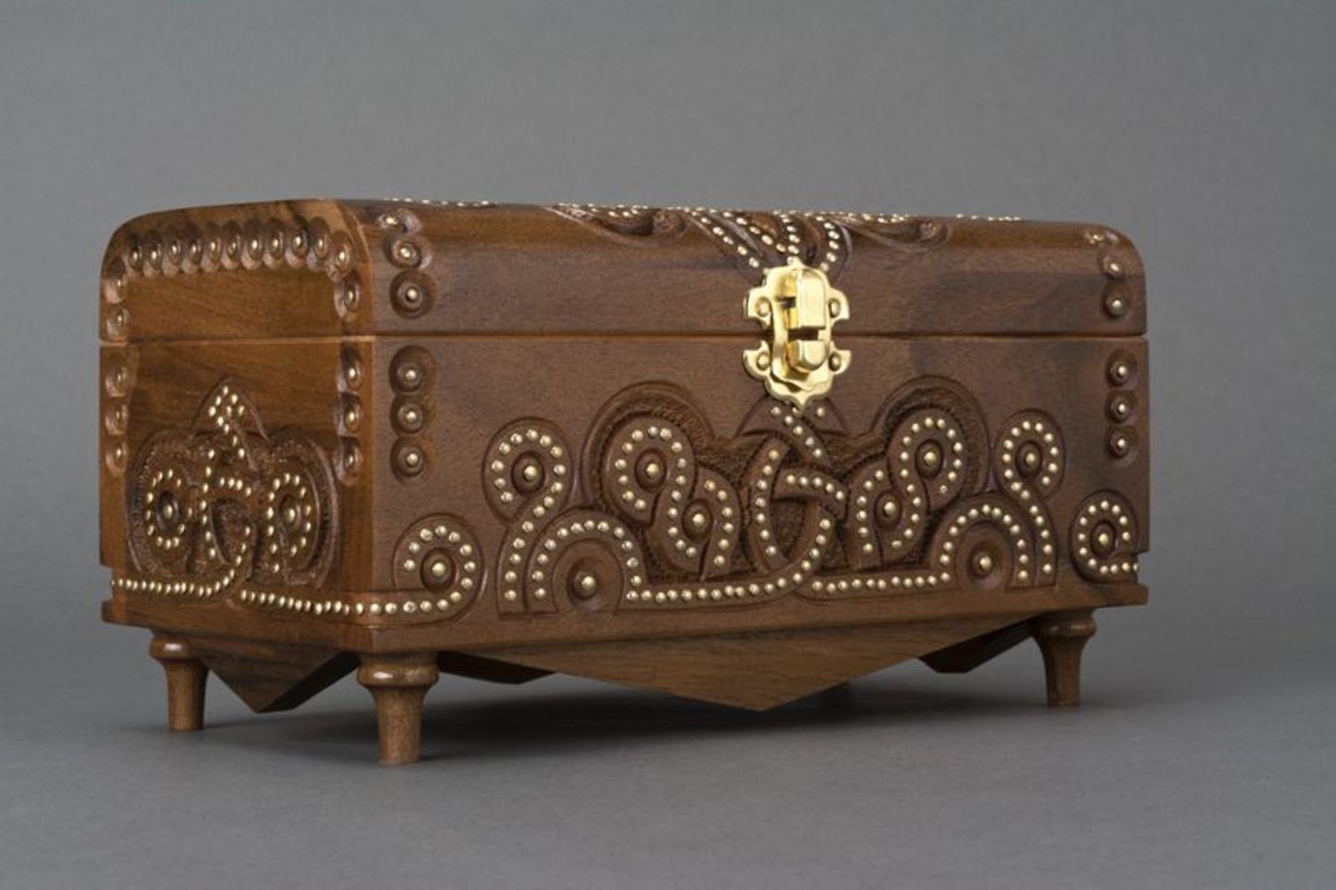 Inlaid carved box made of wood photo 2