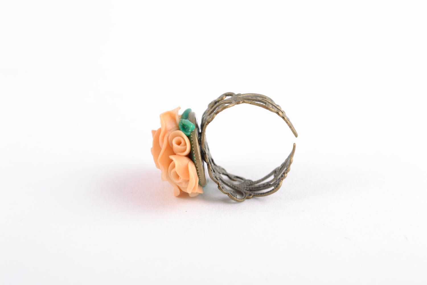 Кольцо цветок из полимерной глины красивое оригинальное  фото 5