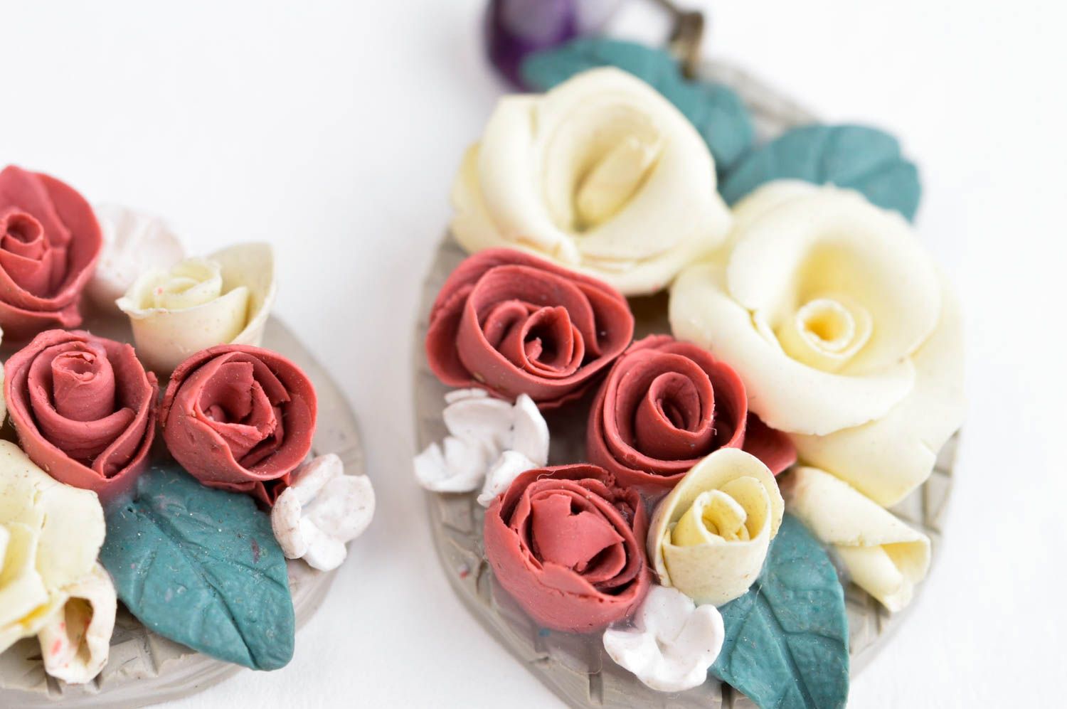 Polymer Schmuck handmade Ohrringe Geschenk für Frauen mit Blumen bunt foto 5