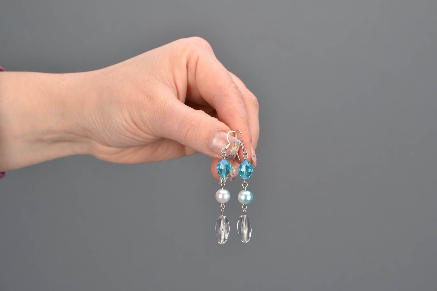 Homemade earrings with beads photo 2