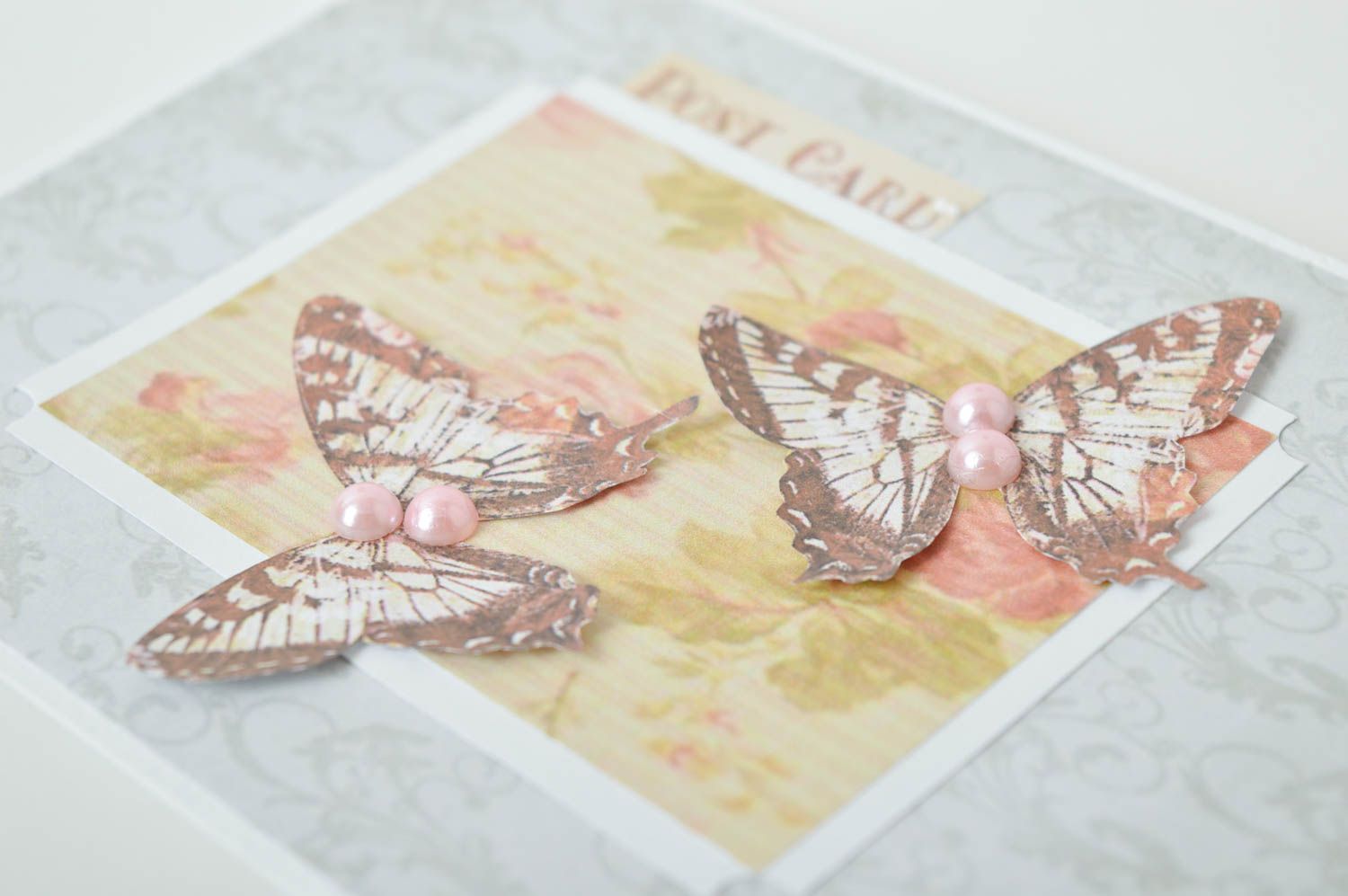 Carte de voeux faite main design en papier avec deux papillons Petit cadeau photo 3