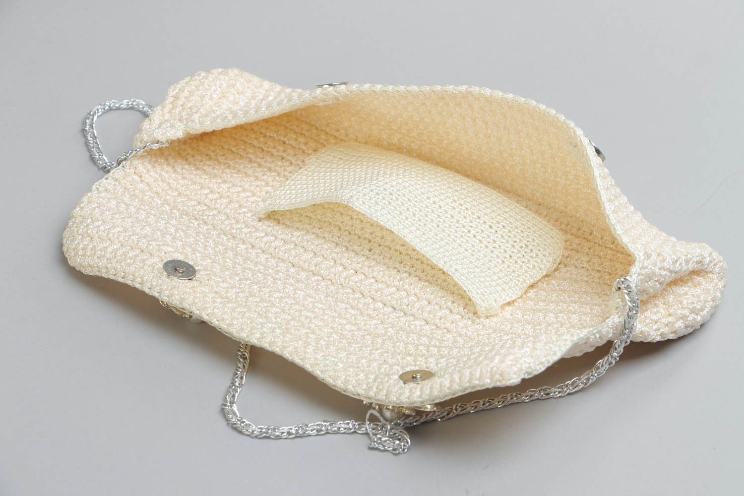Bolso original tejido de poliéster claro elegante artesanal de cadena foto 3