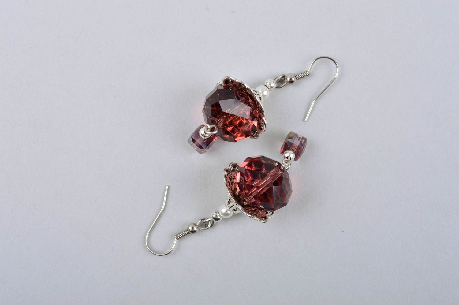 Handmade earrings crystal pendants beautiful designer women accessories  photo 5