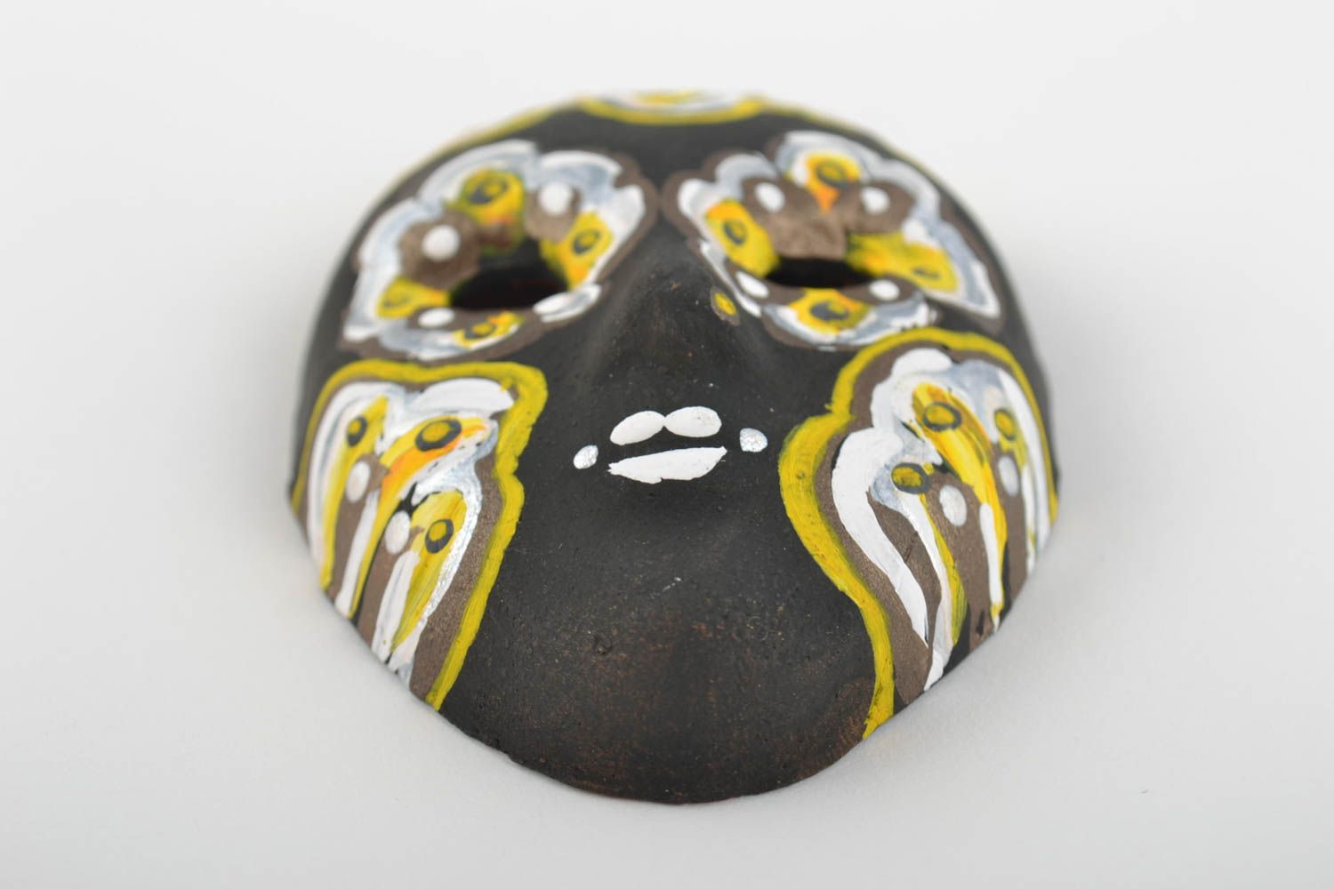 Unusual handmade painted fridge magnet in shape of souvenir mask photo 4