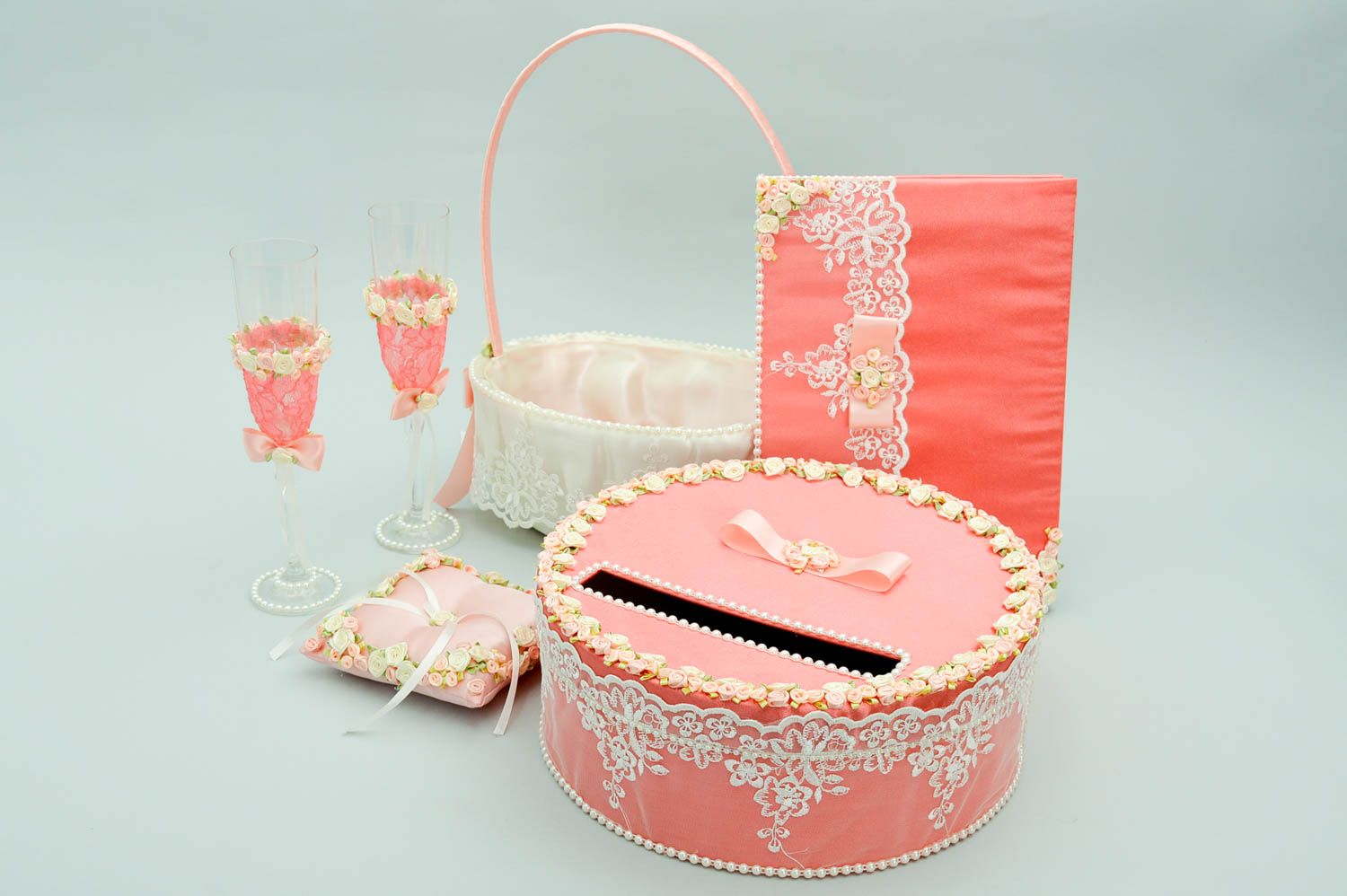 Hanndmade glasses wedding box for money wedding basket set for wedding photo 5