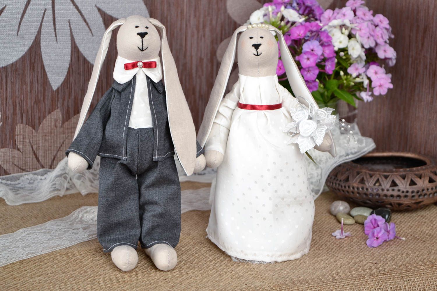 Handmade Kuscheltiere Hasen Neugeheiratete Geschenke für Kinder Spielzeug Set foto 1