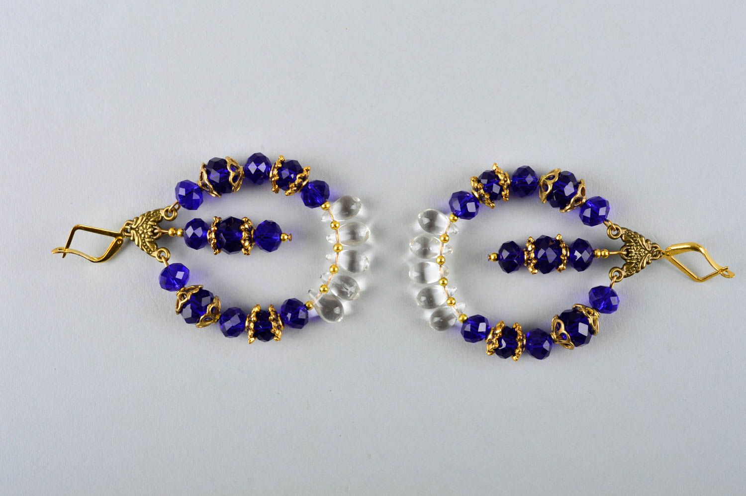 Handmade blue beaded earrings elegant accessories designer cute earrings photo 3