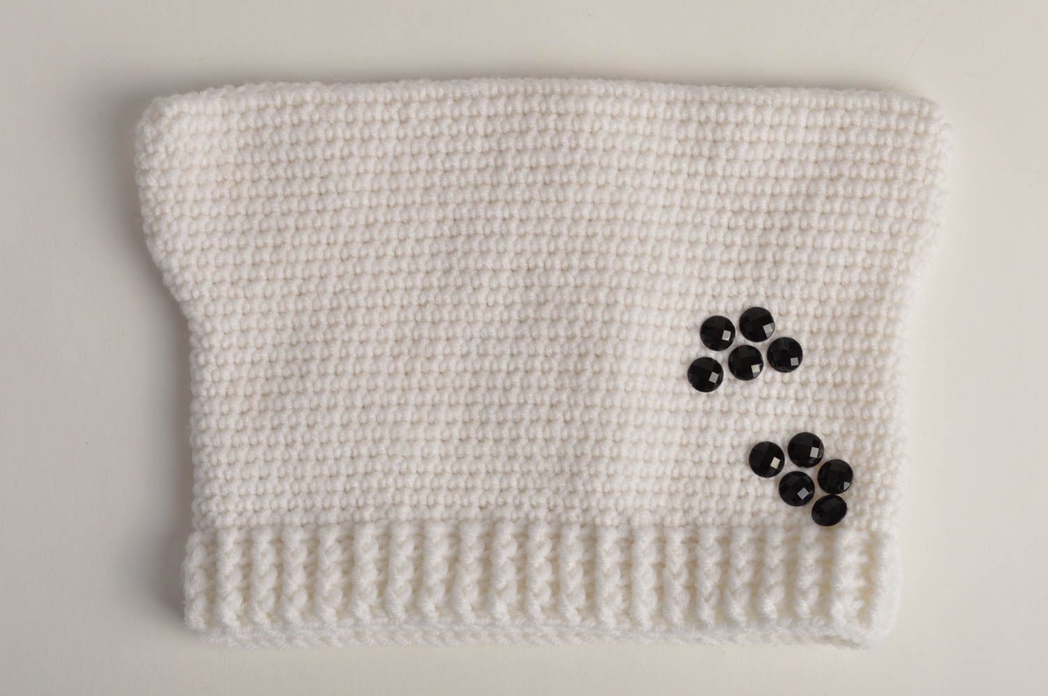 Unusual handmade crochet hat warm winter hat head accessories for kids photo 2