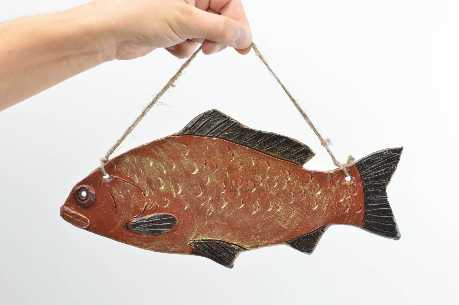 Панно на стену подарок ручной работы стильное панно декоративное в виде рыбы фото 5