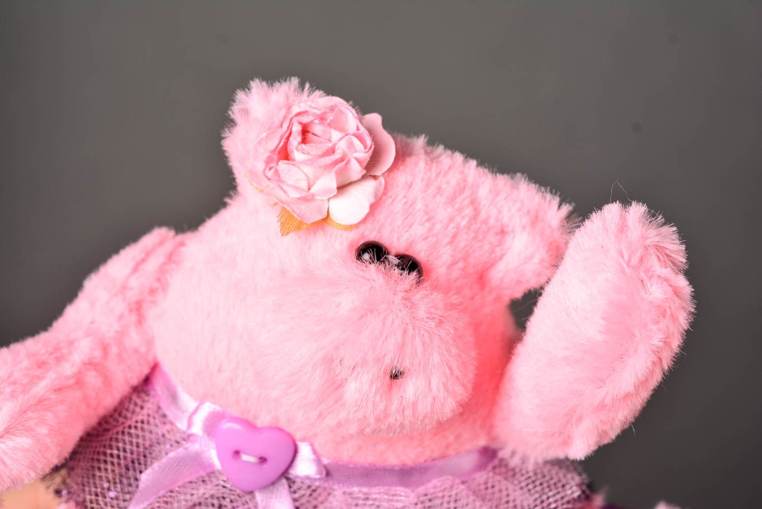 Jouet enfant Peluche faite main cochon rose petit Cadeau original et décor photo 4