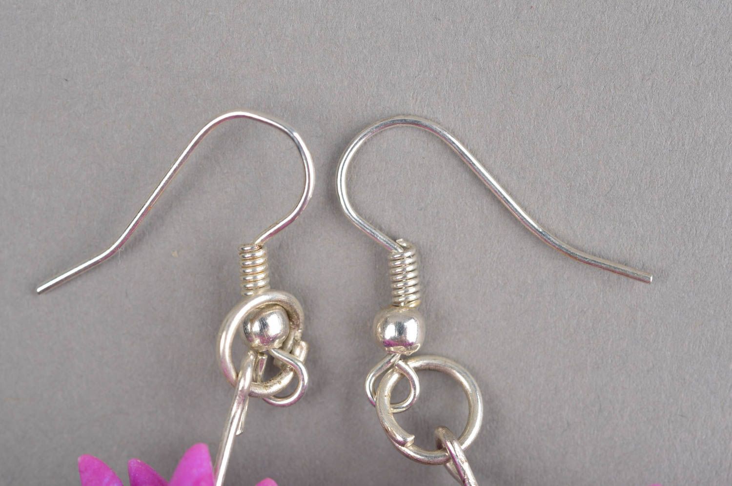Tiny bear and valentine's mail dangle earrings handmade polymer clay earrings