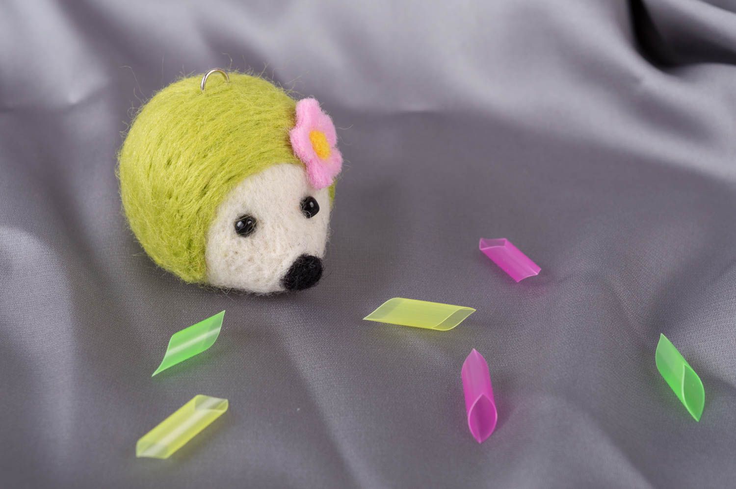 Little handmade hedgehog figurine made of wool designer toy present for children photo 1