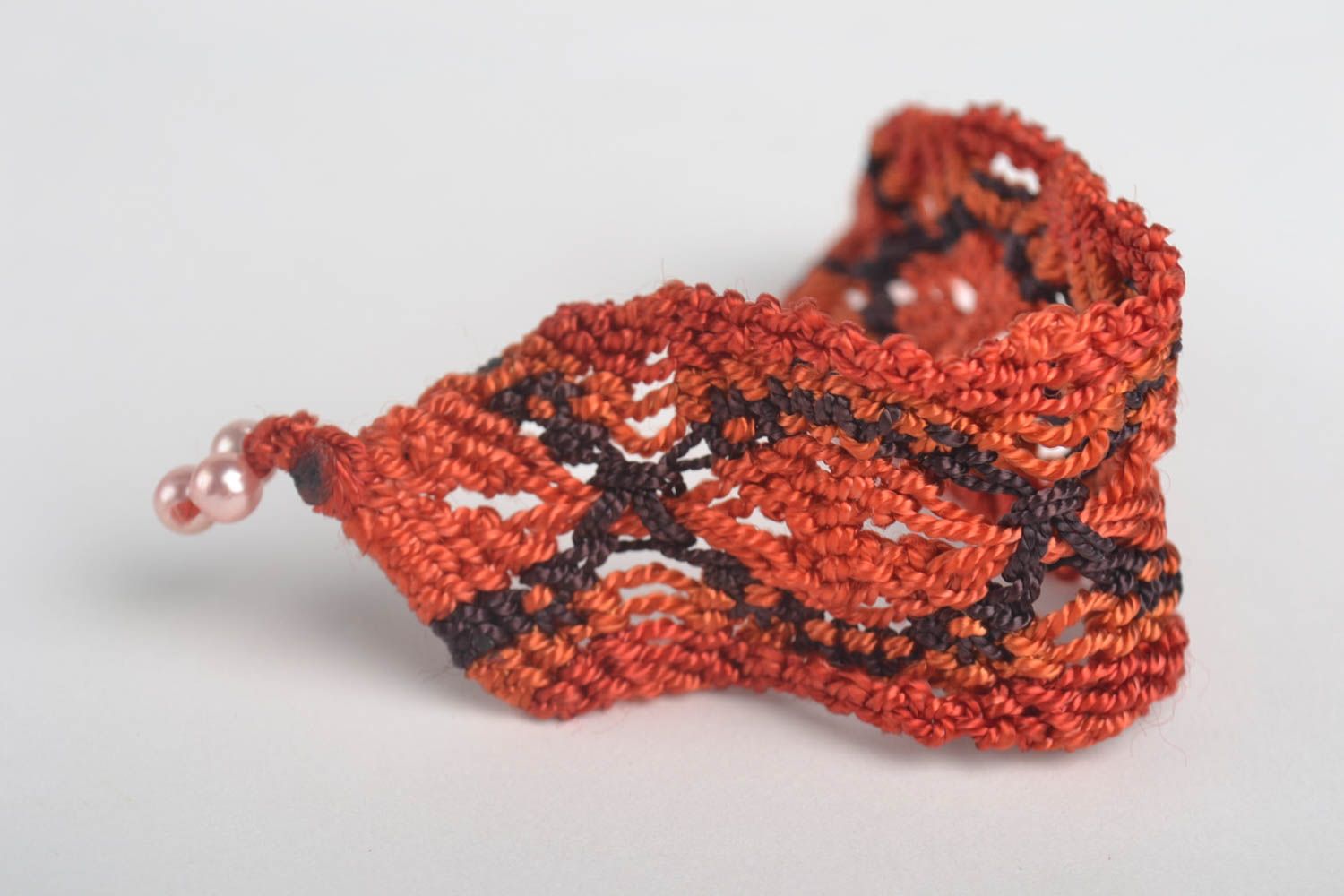 Модный браслет браслет из ниток плетеный браслет макраме красный широкий фото 2