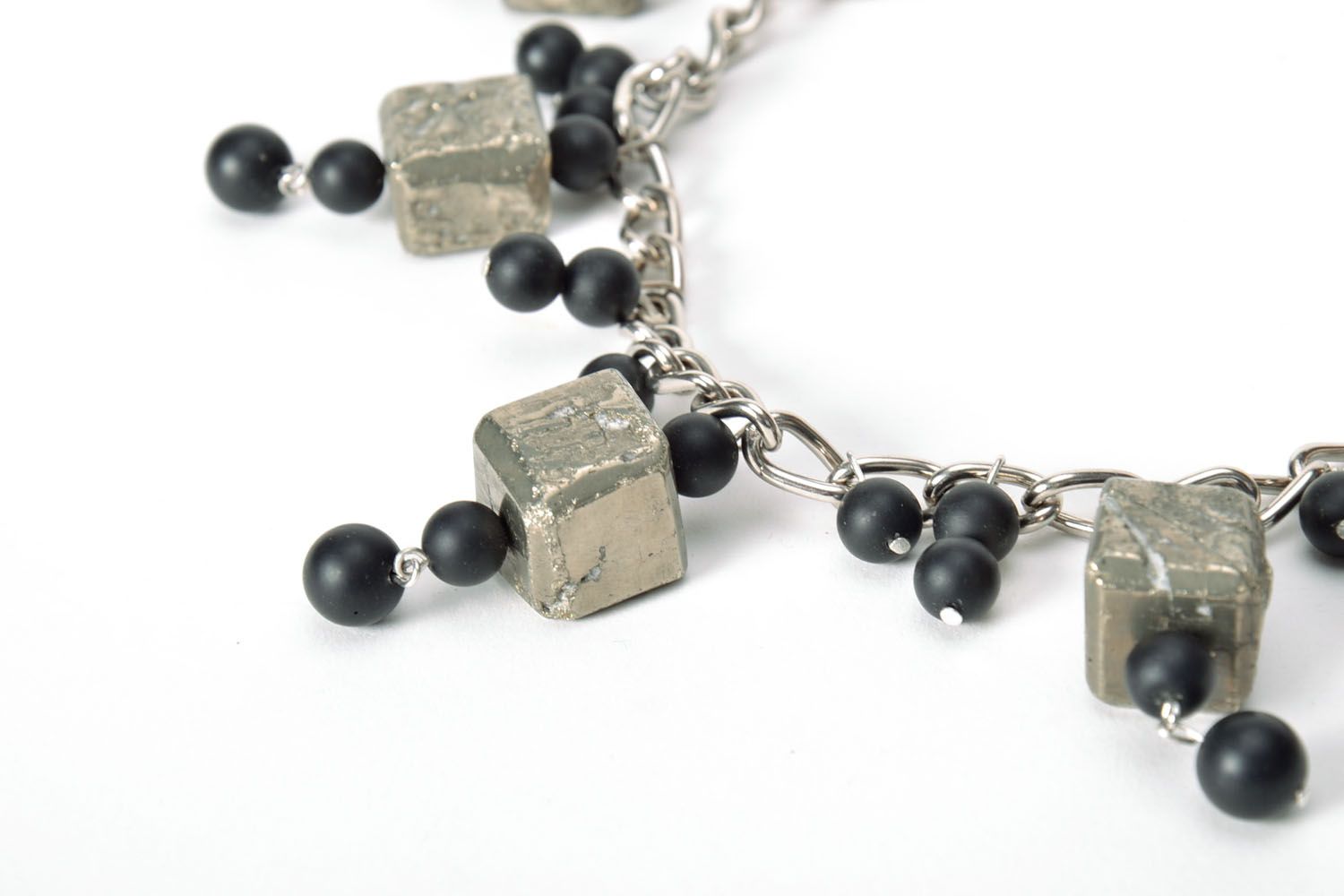Necklace with pyrite and shungite photo 4