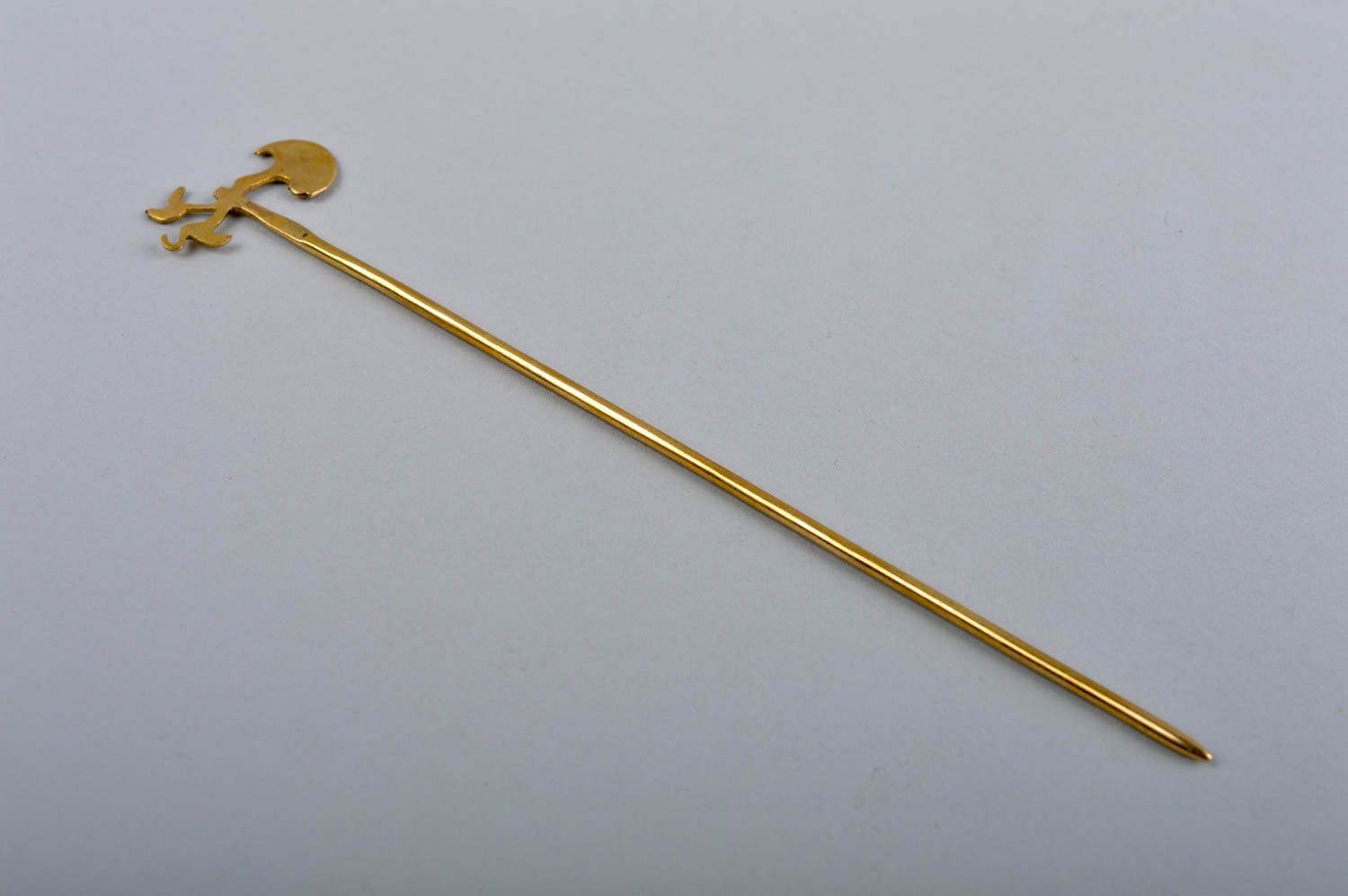 Handmade designer present unusual metal hair accessory brass hair stick photo 2
