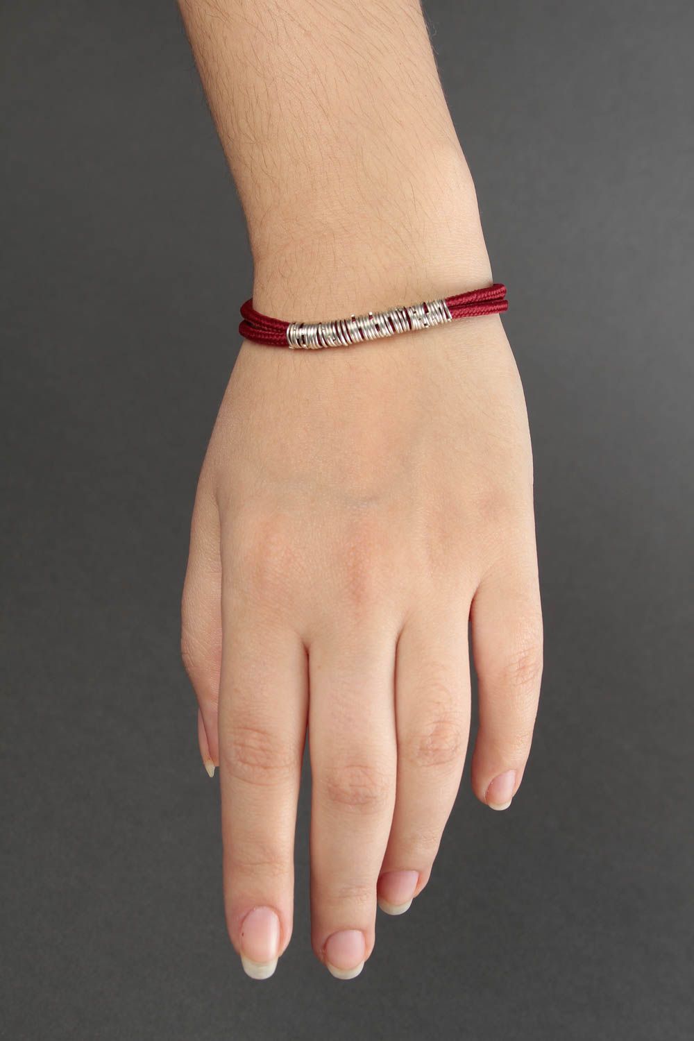 Handmade red textile bracelet unusual designer bracelet feminine jewelry photo 2